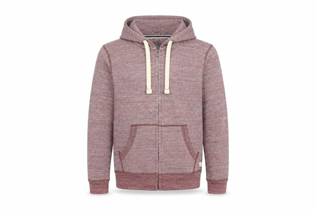 Front view of Jack & Jones Men's Red Zip Hoodie Jacket, size S, Cotton Blend