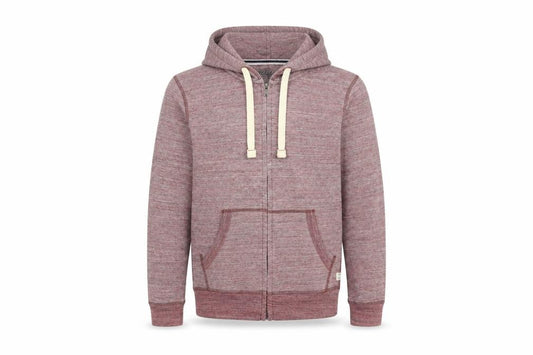 Front view of Jack & Jones Men's Red Zip Hoodie Jacket, size S, Cotton Blend