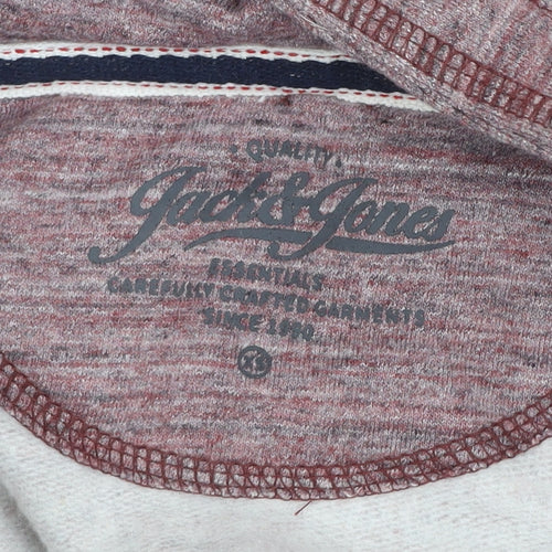 Jack & Jones Men's Red Zip Hoodie Jacket Size S Cotton Blend