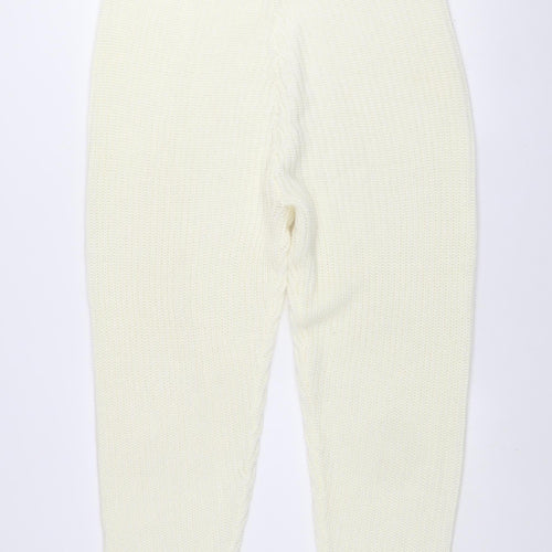 MISSPAP Women Ivory Acrylic Knit Jogger Trousers Size 14