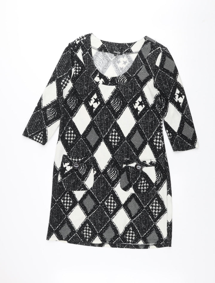 Stella Morgan Women’s Black Geometric Shift Dress Size 12