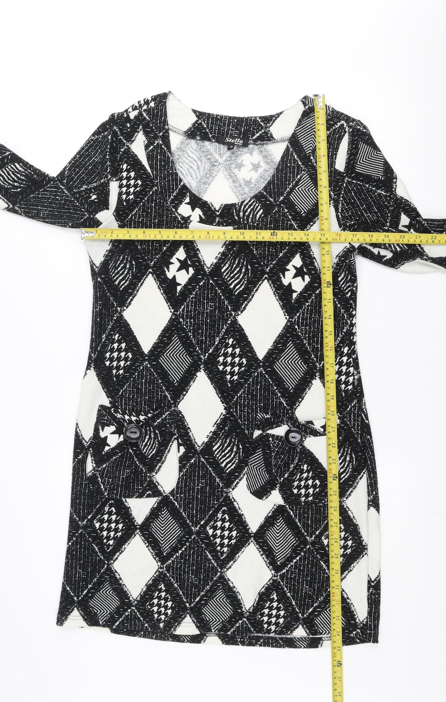 Stella Morgan Women’s Black Geometric Shift Dress Size 12