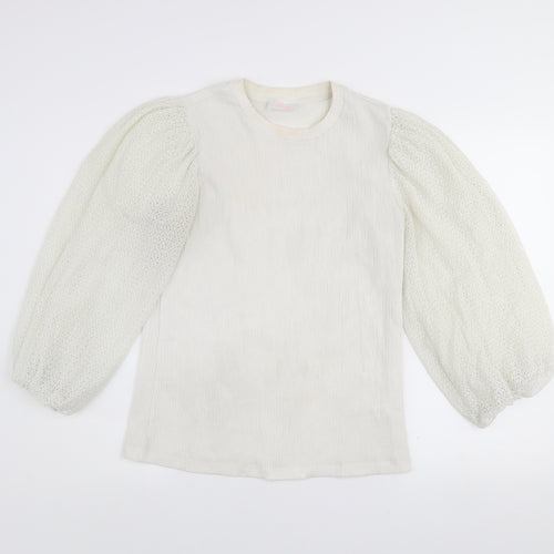 Savida Women Ivory Puff Sleeve Blouse Size 14 Polyester Top