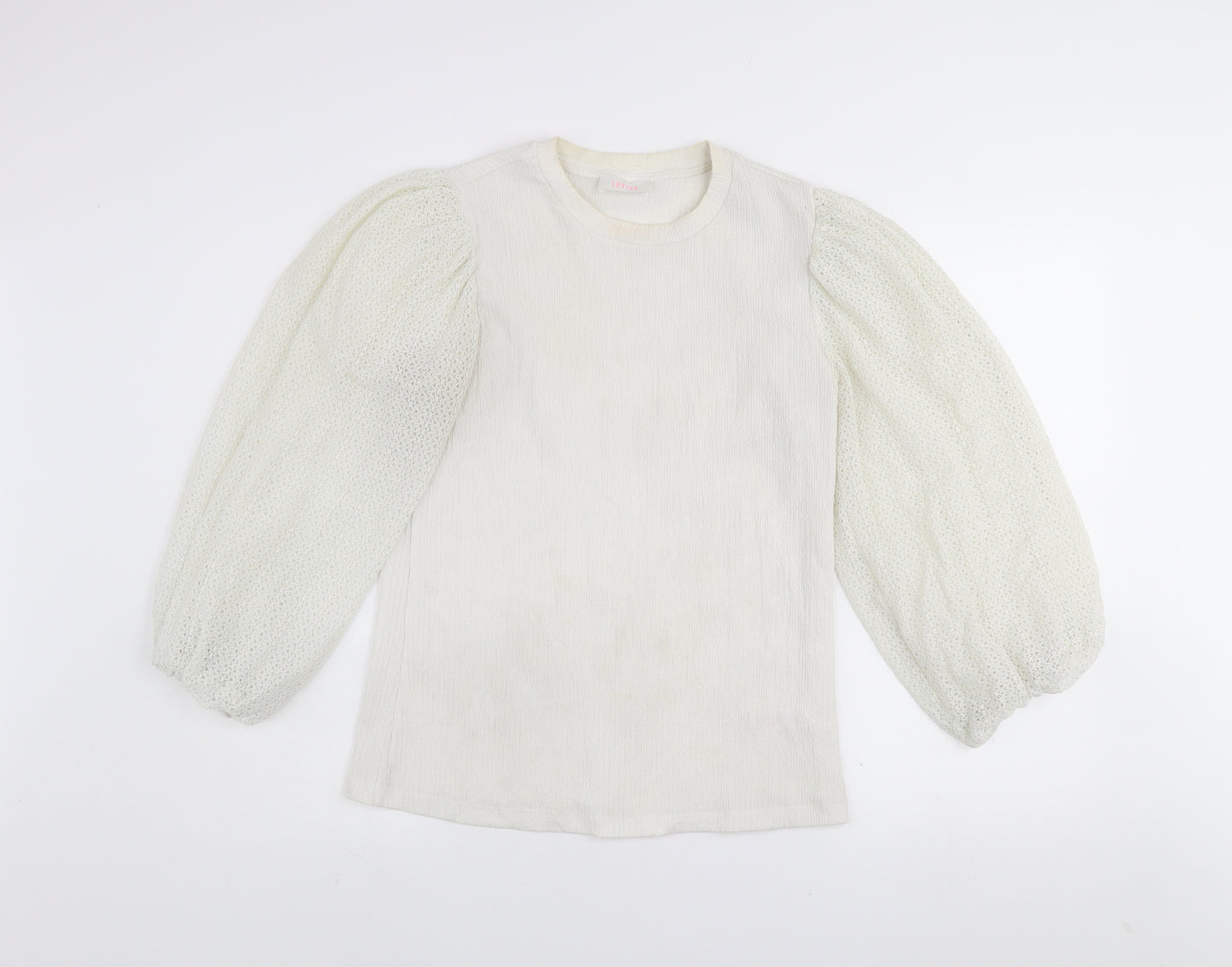 Savida Women Ivory Puff Sleeve Blouse Size 14 Polyester Top