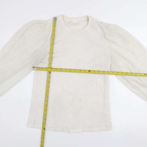 Savida Women Ivory Puff Sleeve Blouse Size 14 Polyester Top