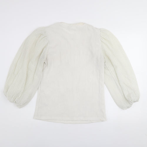 Savida Women Ivory Puff Sleeve Blouse Size 14 Polyester Top
