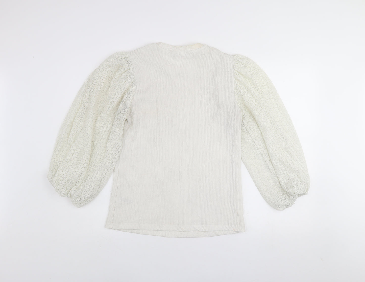 Savida Women Ivory Puff Sleeve Blouse Size 14 Polyester Top