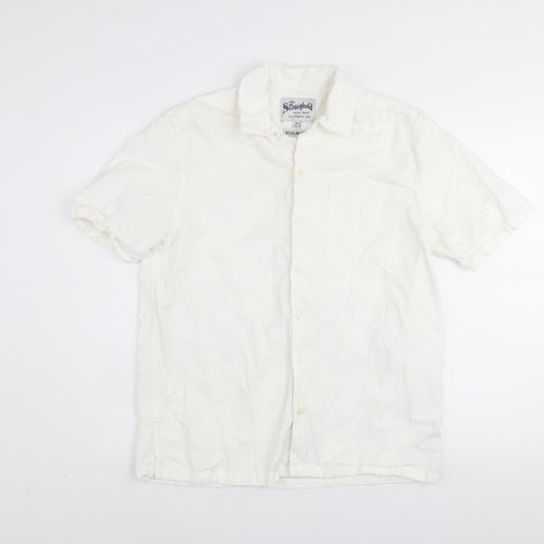 The Stronghold Men's White Regular Fit Cotton Short Sleeve Shirt M