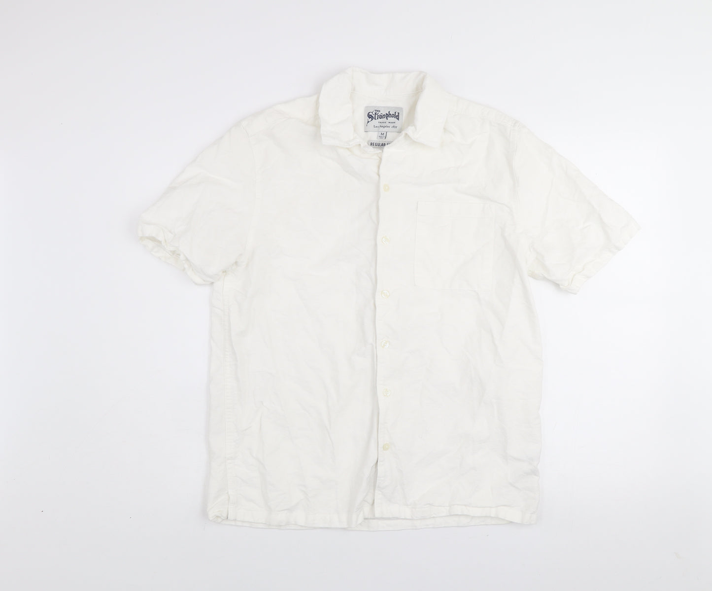 The Stronghold Men's White Regular Fit Cotton Short Sleeve Shirt M