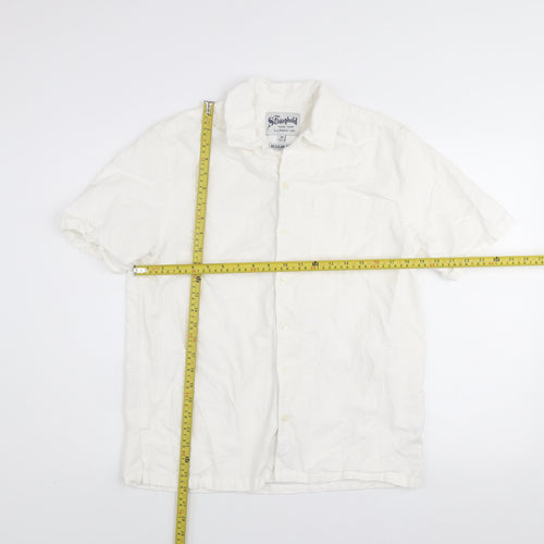 The Stronghold Men's White Regular Fit Cotton Short Sleeve Shirt M