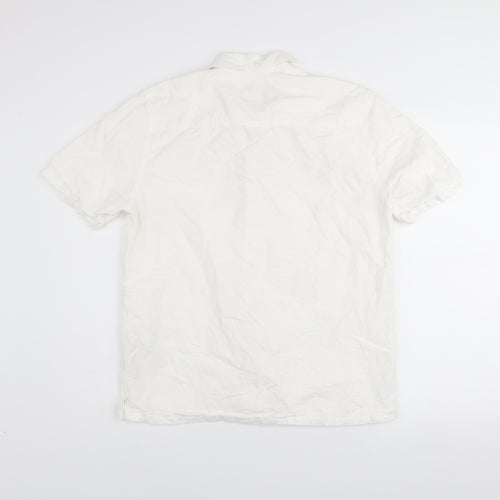 The Stronghold Men's White Regular Fit Cotton Short Sleeve Shirt M