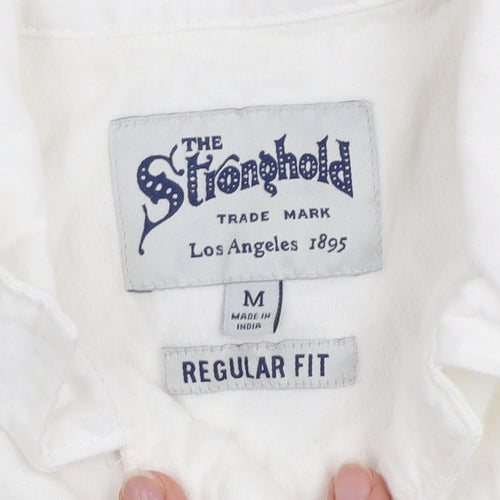 The Stronghold Men's White Regular Fit Cotton Short Sleeve Shirt M