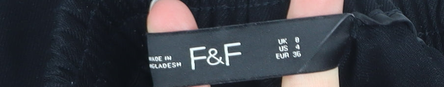 F&F Womens Black Tapered Trousers Size 8 Stretch Comfort Pants