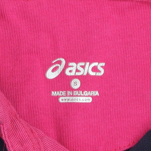Asics Men's Blue & Pink Colourblock Rugby Shirt Size S Long Sleeve