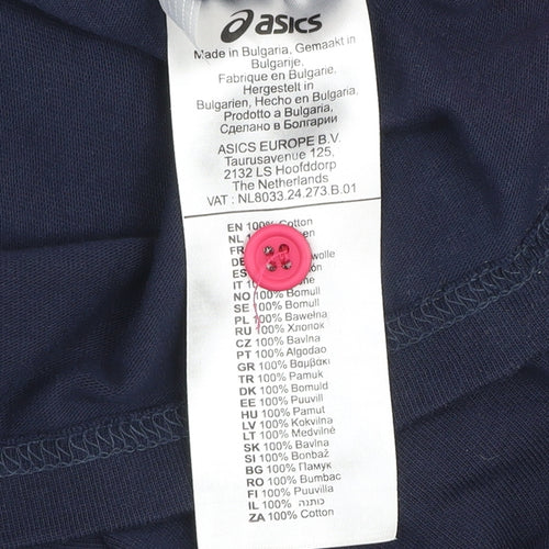 Asics Men's Blue & Pink Colourblock Rugby Shirt Size S Long Sleeve