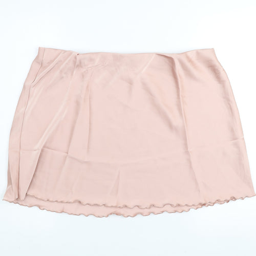 H&M Womens Beige Short Satin Stretch Skirt XL