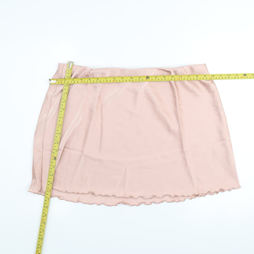 H&M Womens Beige Short Satin Stretch Skirt XL