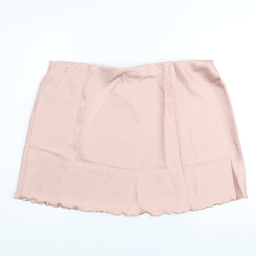 H&M Womens Beige Short Satin Stretch Skirt XL