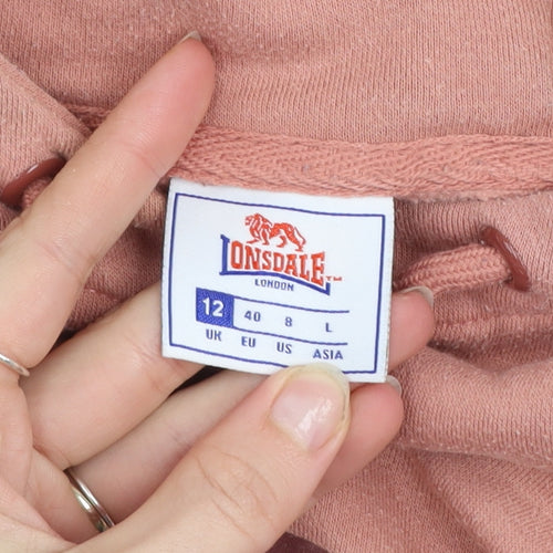 Lonsdale London Women's Pink Pullover Hoodie Size 12 Cotton Blend