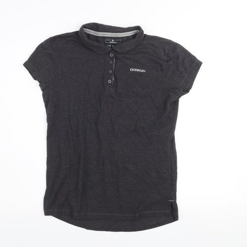 Donnay Women's Black Polo Shirt UK 14 Cotton Blend Casual Top