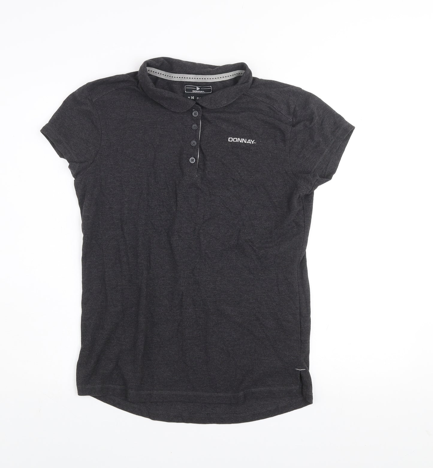 Donnay Women's Black Polo Shirt UK 14 Cotton Blend Casual Top