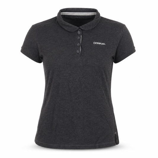 Front view of Donnay Women's Black Polo Shirt UK 14 Cotton Blend Casual Top