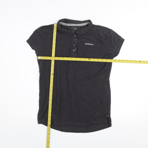 Donnay Women's Black Polo Shirt UK 14 Cotton Blend Casual Top
