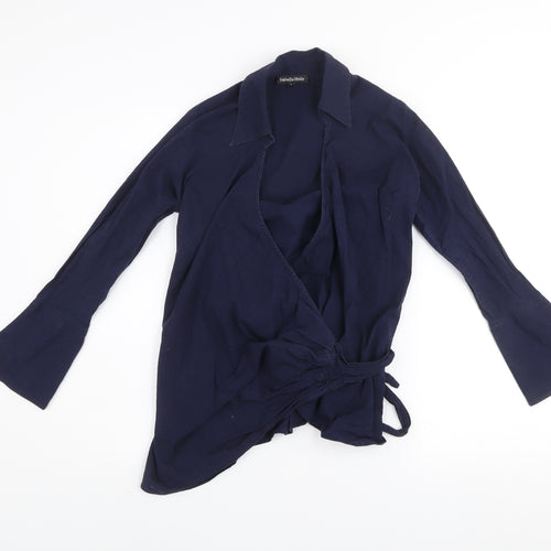 Isabella Oliver Women's Blue Wrap Maternity Blouse Size 2 Long Sleeve