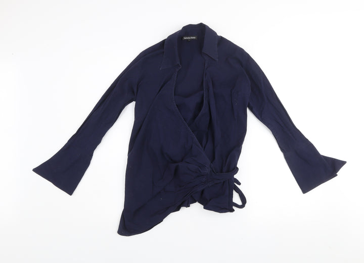 Isabella Oliver Women's Blue Wrap Maternity Blouse Size 2 Long Sleeve