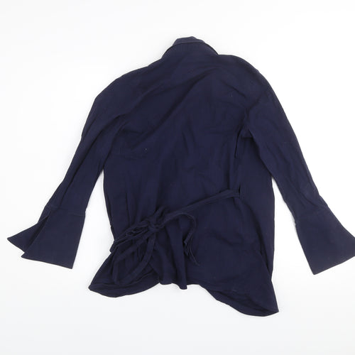 Isabella Oliver Women's Blue Wrap Maternity Blouse Size 2 Long Sleeve