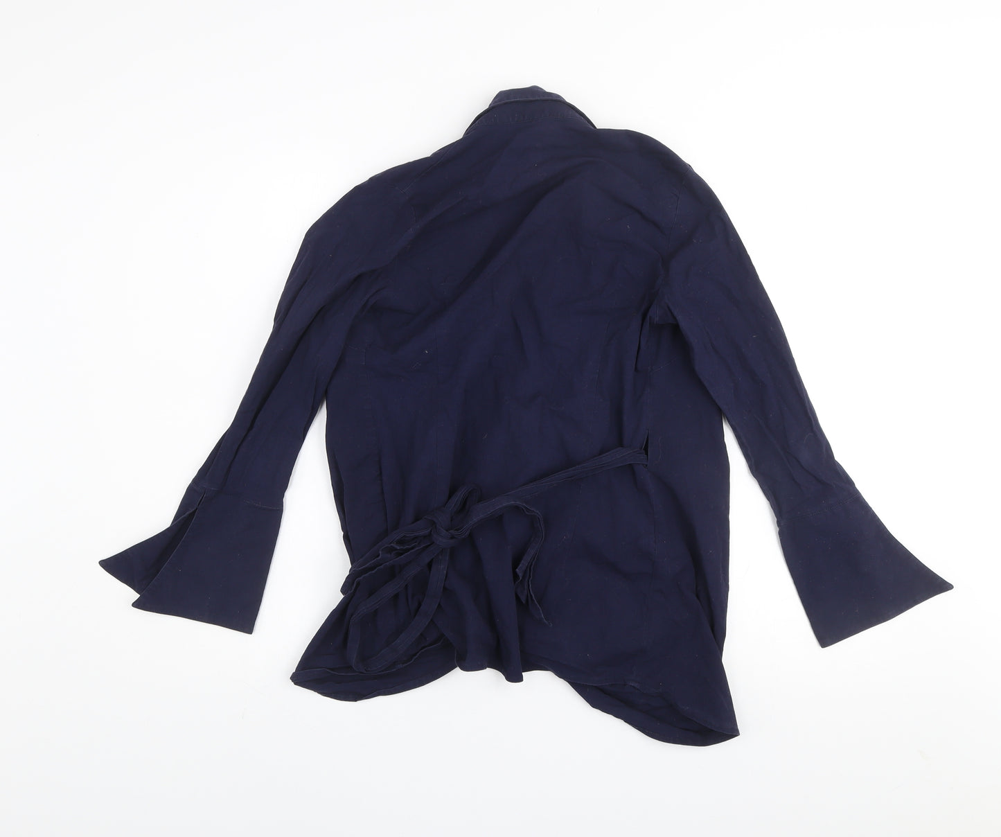 Isabella Oliver Women's Blue Wrap Maternity Blouse Size 2 Long Sleeve