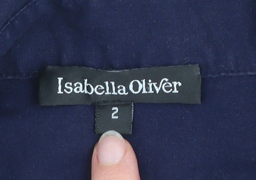 Isabella Oliver Women's Blue Wrap Maternity Blouse Size 2 Long Sleeve