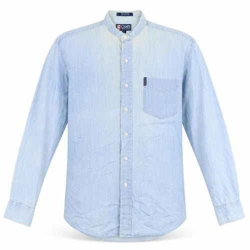 Chaps Ralph Lauren Men's Light Blue Cotton Band Collar Shirt Size 16