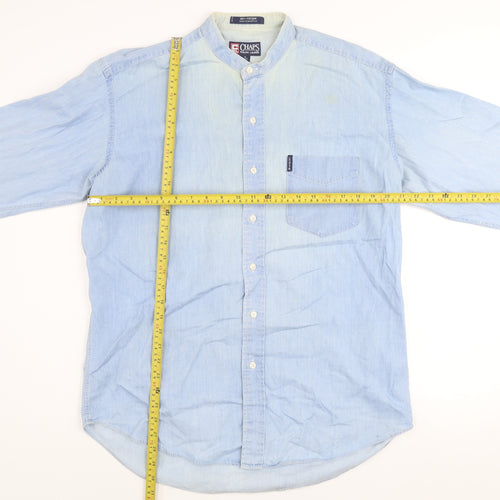 Chaps Ralph Lauren Men's Light Blue Cotton Band Collar Shirt Size 16