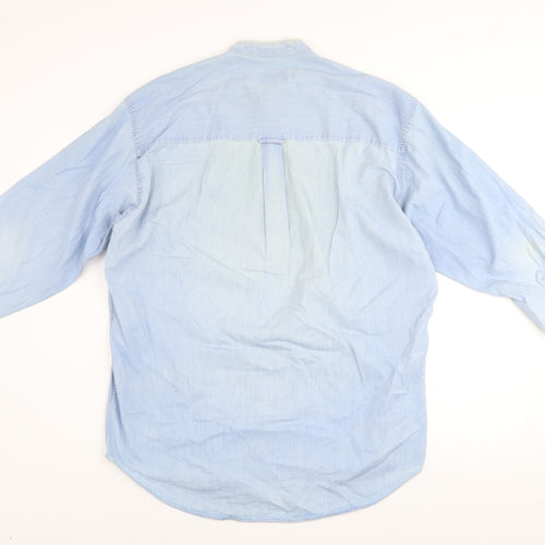 Chaps Ralph Lauren Men's Light Blue Cotton Band Collar Shirt Size 16