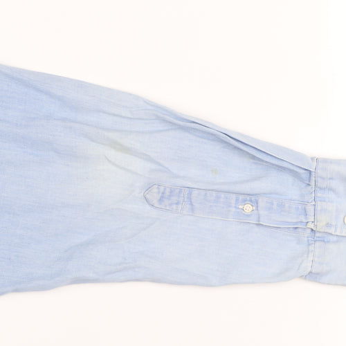 Chaps Ralph Lauren Men's Light Blue Cotton Band Collar Shirt Size 16