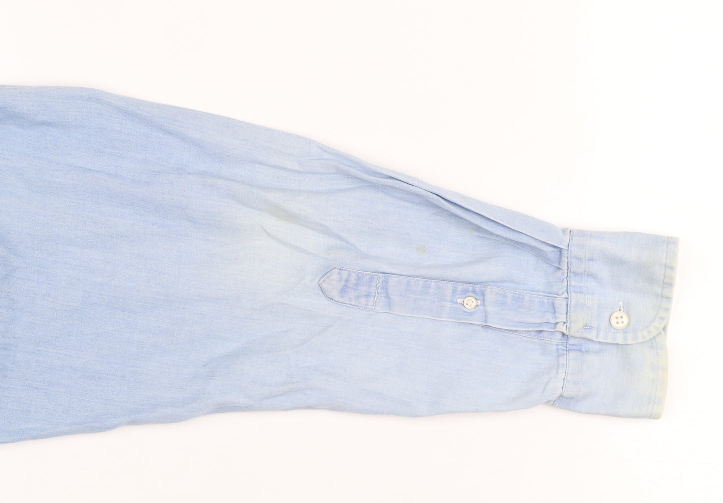 Chaps Ralph Lauren Men's Light Blue Cotton Band Collar Shirt Size 16