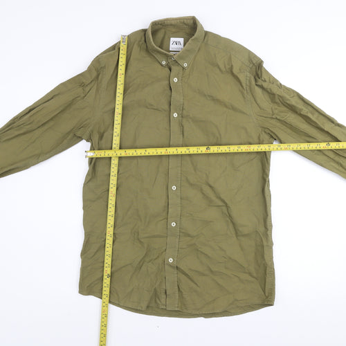 Zara Men’s Green Relaxed Fit Long Sleeve Button-Up Shirt Size S