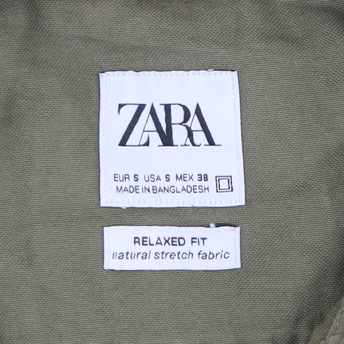 Zara Men’s Green Relaxed Fit Long Sleeve Button-Up Shirt Size S