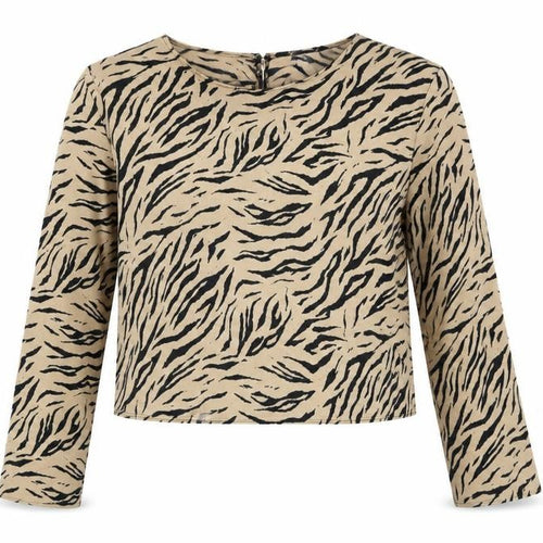 Primark Women Beige Animal Print Long Sleeve Blouse Size 14