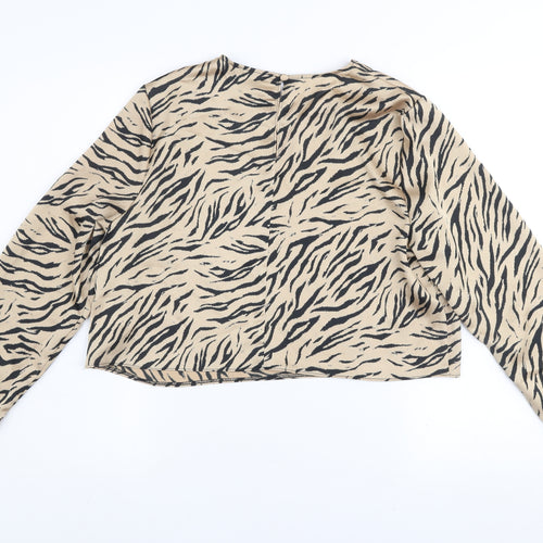 Primark Women Beige Animal Print Long Sleeve Blouse Size 14
