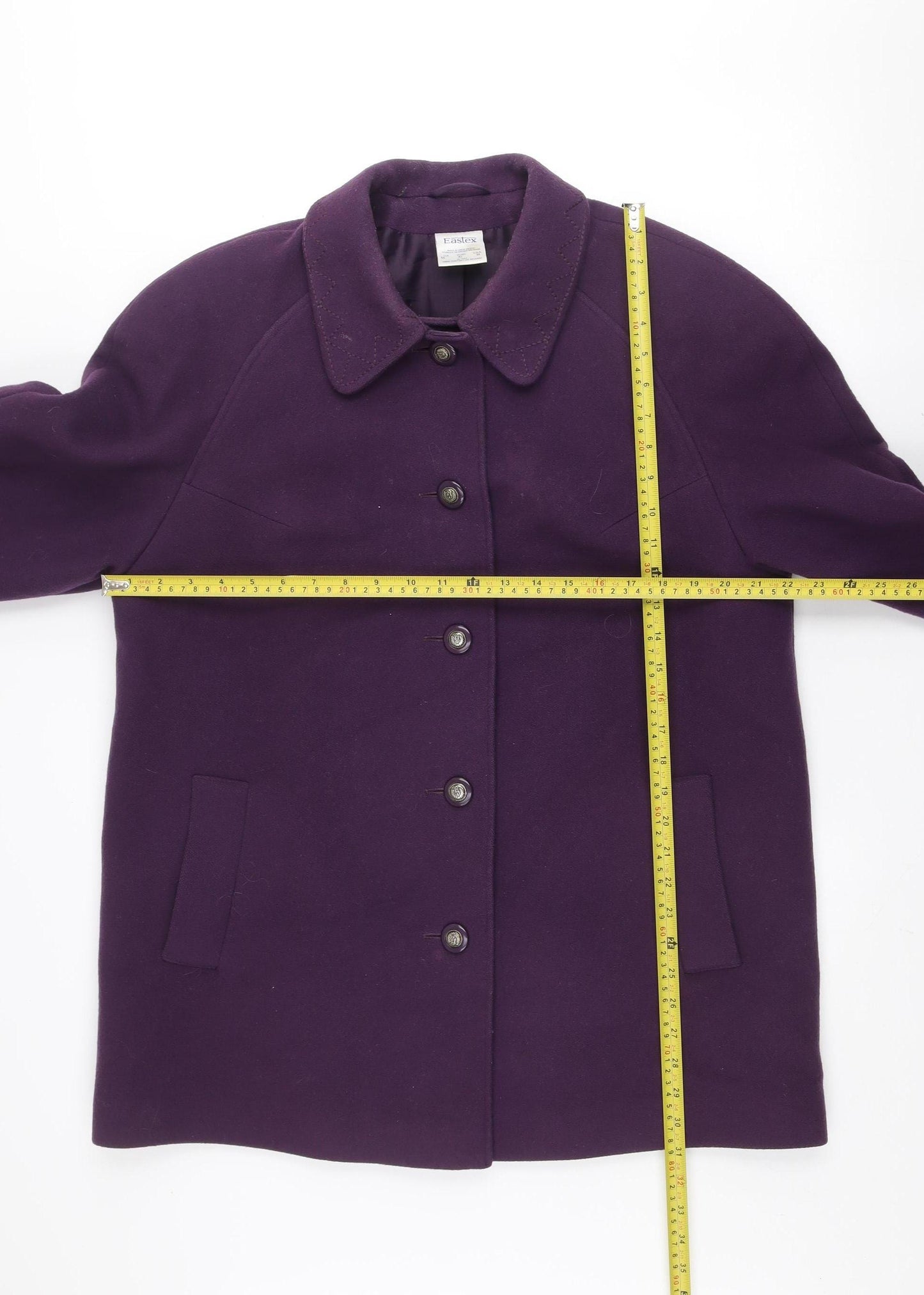Eastex Women Purple Wool Mid-Length Coat UK 16 Classic