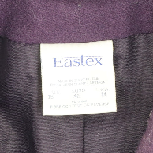 Eastex Women Purple Wool Mid-Length Coat UK 16 Classic