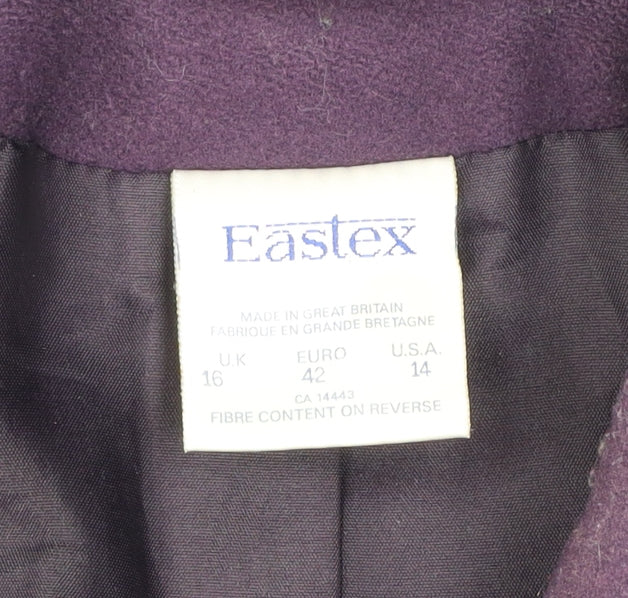 Eastex Women Purple Wool Mid-Length Coat UK 16 Classic