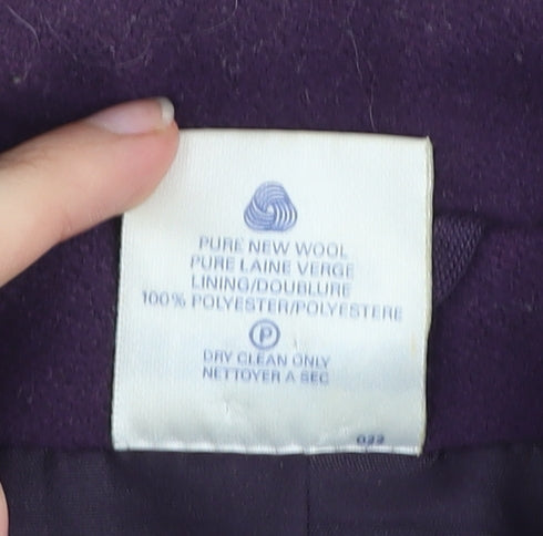 Eastex Women Purple Wool Mid-Length Coat UK 16 Classic