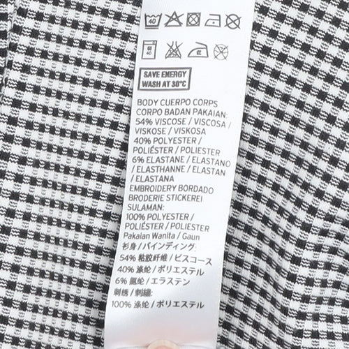 Topshop Women Black Check Embroidered Pinafore Dress Size 10