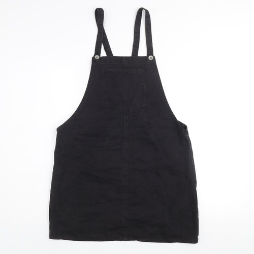 New Look Women's Black Cotton Pinafore Dress Size 12