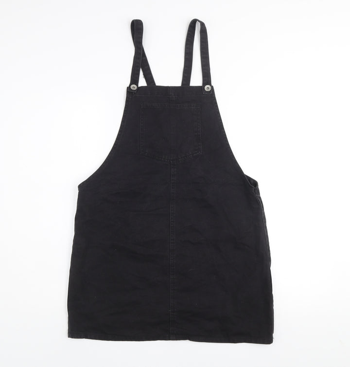 New Look Women's Black Cotton Pinafore Dress Size 12