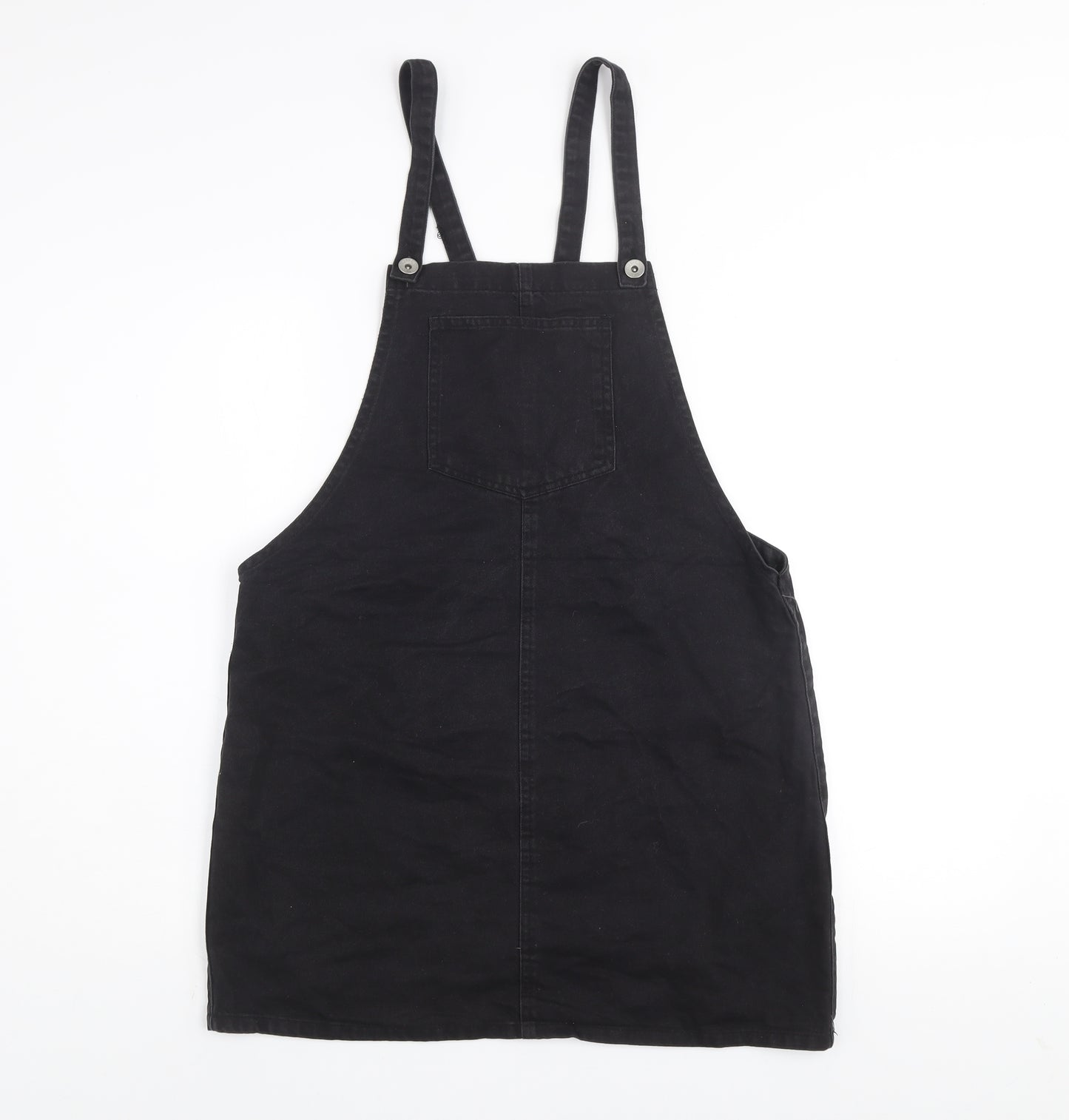 New Look Women's Black Cotton Pinafore Dress Size 12