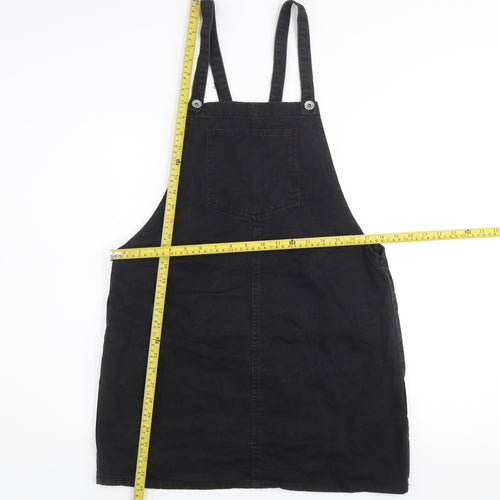 New Look Women's Black Cotton Pinafore Dress Size 12